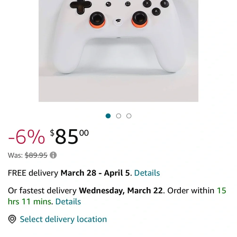 Google Stadia Bluetooth Gaming Google Ultra Included (White)